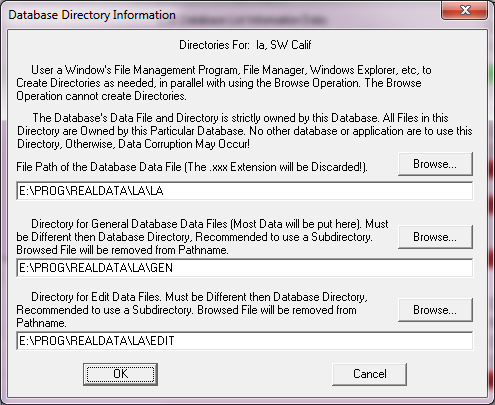 Database Update Directory Dialog