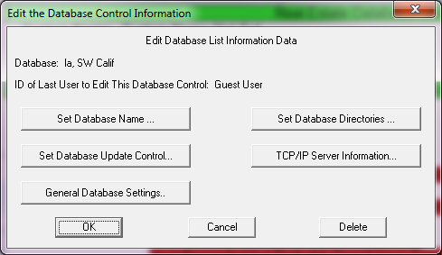 Update Database Main Dialog