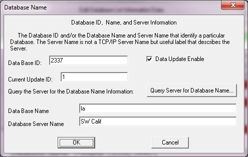 Update Database Name Dialog